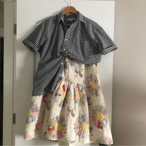 J.W. Anderson x Uniqlo gingham checkered B&W button-up short-sleeve shirt - SZ S